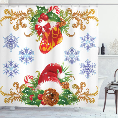 Floral Shower Curtain with Hooks Included