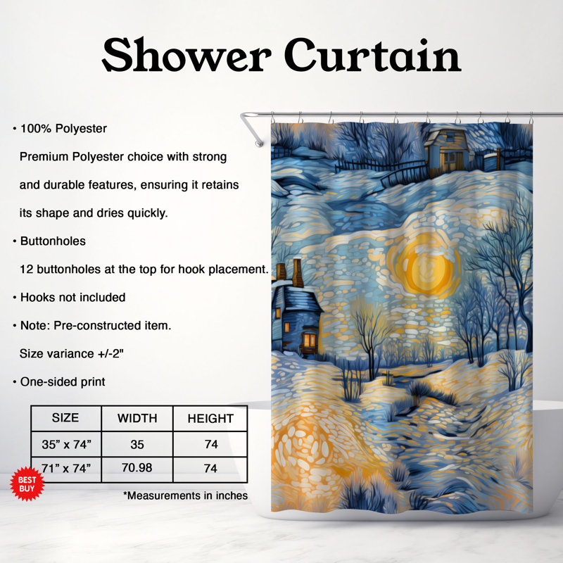 Rideau de douche Winter Dawnlight - Premium, H 74 po x l 71 po