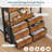 Twin Over Twin Bunk Bed With Led Lights And Charging Station, Twin Size Bunk Beds With 6 Storage Drawers, Side Shelves And Boxes, Black Metal Bunk Bed With Safety Guardrail And Ladder-1409788607