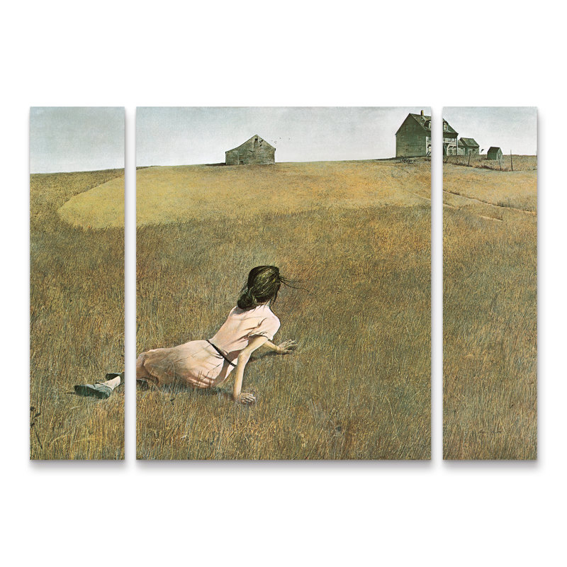 Andrew Wyeth «Christinas World», ensemble de 3 panneaux d'art, H 30 po x l 41 po x P 2 po