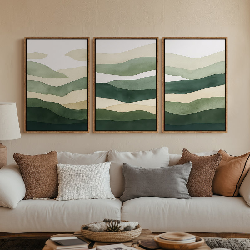 Framed Canvas Wall Art, Vintage Abstract Wall Canvas Prints, 24" H x 16" W, Natural