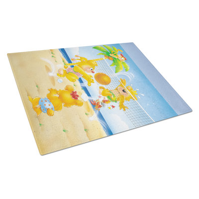 Tempered Glass Bears Playing Volleyball Cutting Board