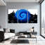 Ensemble de 3 impressions sur toile bleu ciel en spirale avec étoiles et montagnes-1940986857