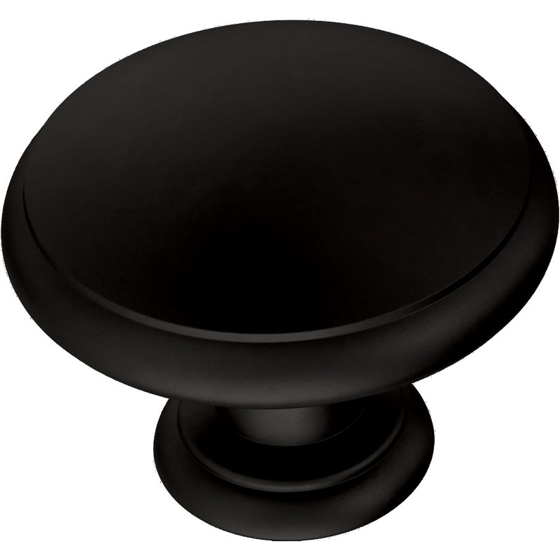 Poignée ronde, Noir mat, Diamètre du bouton de 1 1/4 po