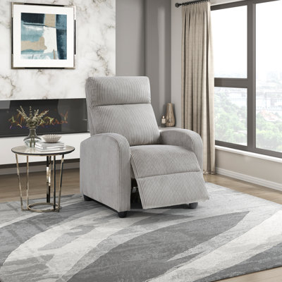 Yailem 27" Modern & Contemporary Corduroy Push Back Reclining Chair with Push-Back Motion, Pocket Coil Seating & Solid Wood Frame