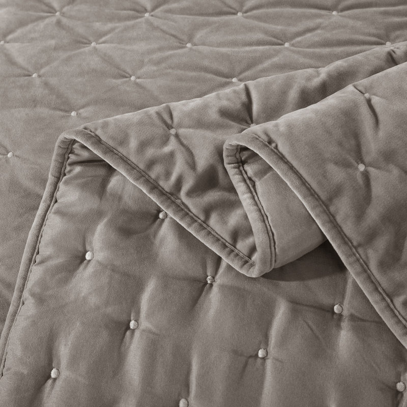 Ensemble de courtepointe Velvety Dreams, Courtepointe très grand + 2 couvre-oreillers stan, Brun