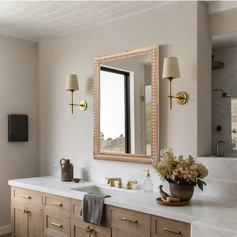 Miroir rustique à cadre perlé rustique