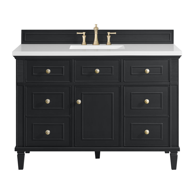 Lorelai 48'' W Single Vanity, Black Onyx, 8" Widespread, White Zeus Quartz