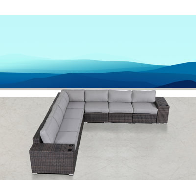 Minnesota Fully Assembled 9 Piece Sectional Seating Group With Cushions by Latitude Run