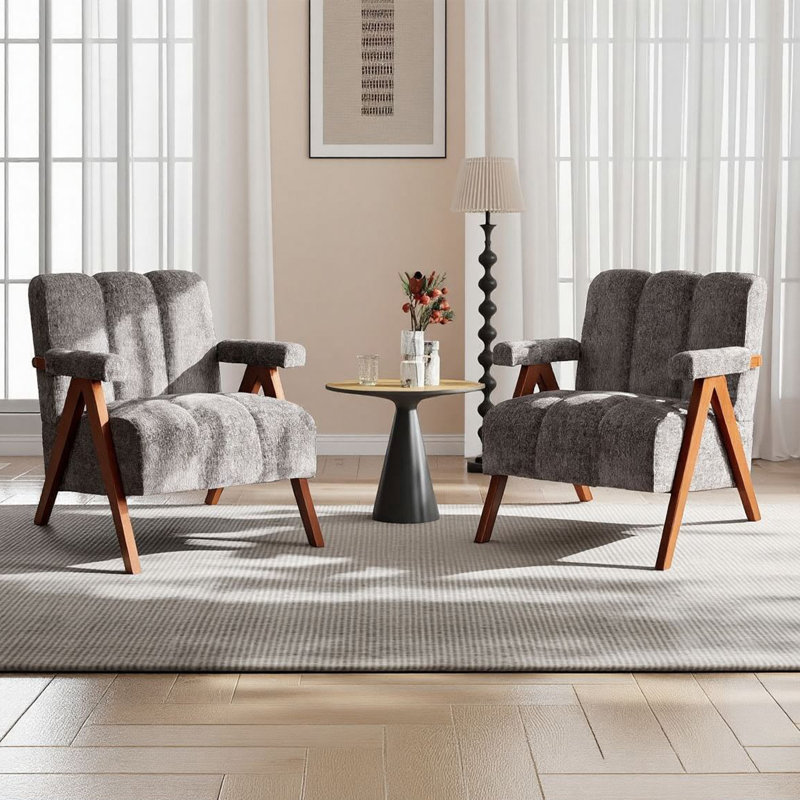 Ensemble de 2 chaises d'appoint Mid-Century Modern, Grey