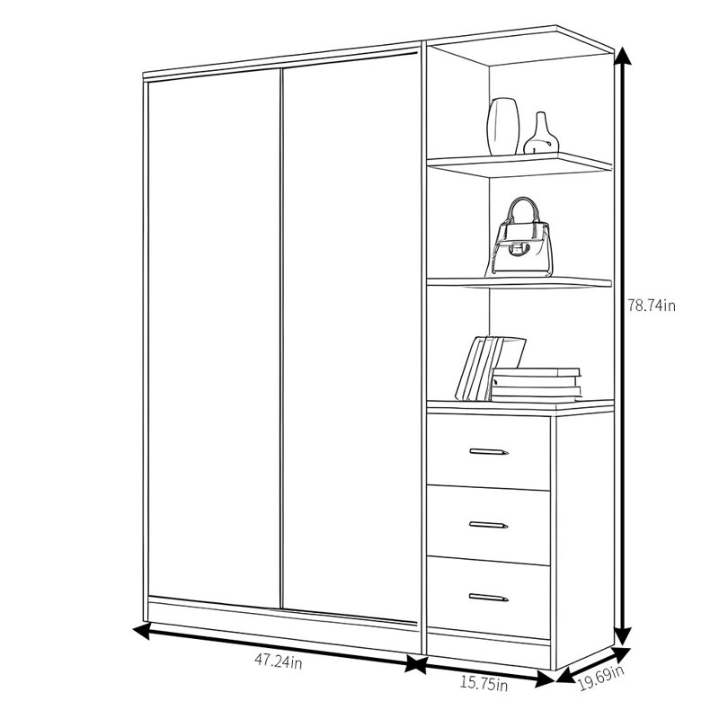 Roslyn, H 78,74 po x l 55,12 po x P 19,69 po