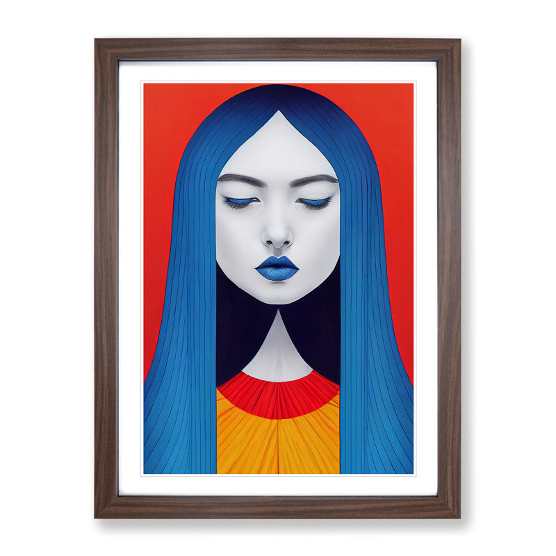 Abstract Face of a Woman No.1 - Framed Print, 46cm H x 34cm W x 2cm D, Walnut