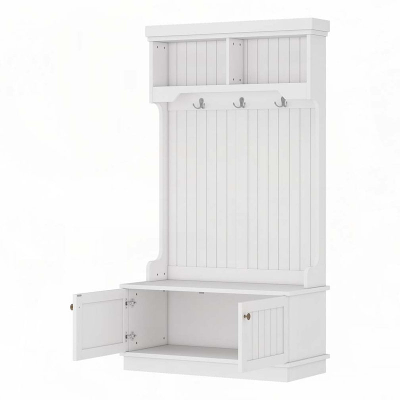 Hall Tree with Storage Shoe Bench for Entryway and Hallway, Black