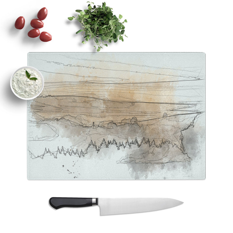 Forest Mist Sketch Chopping Board, 0.4cm H x 28.5cm W x 39cm L