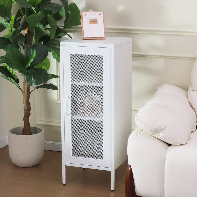 Armoire d'appoint en métal Mully, Blanc