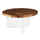 Floating Round Dining Table With Acrylic Legs, Natural