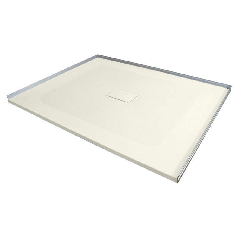 Transolid Trimslate 51-in x 40-in Zero Threshold Shower Base with Center Drain, Cameo
