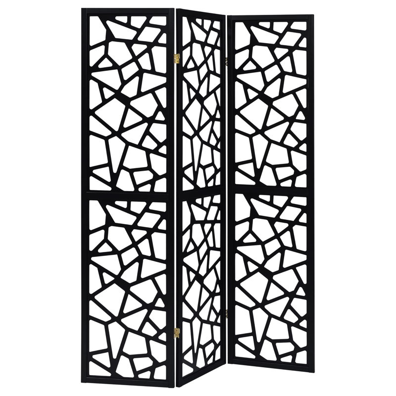 Paravent noir avec des détails de mosaïque intrigants pour la maison 3 détails artistiques