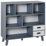 3-Tier Child Bookcase Open Shelves Cabinet Floor Standing Cube Storage Organizer with Drawers