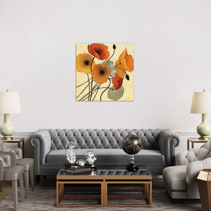 Pumpkin Poppies II by Shirley Novak - Wrapped Canvas Painting, 45.72 cm H x 45.72 cm W x 3.175 cm D