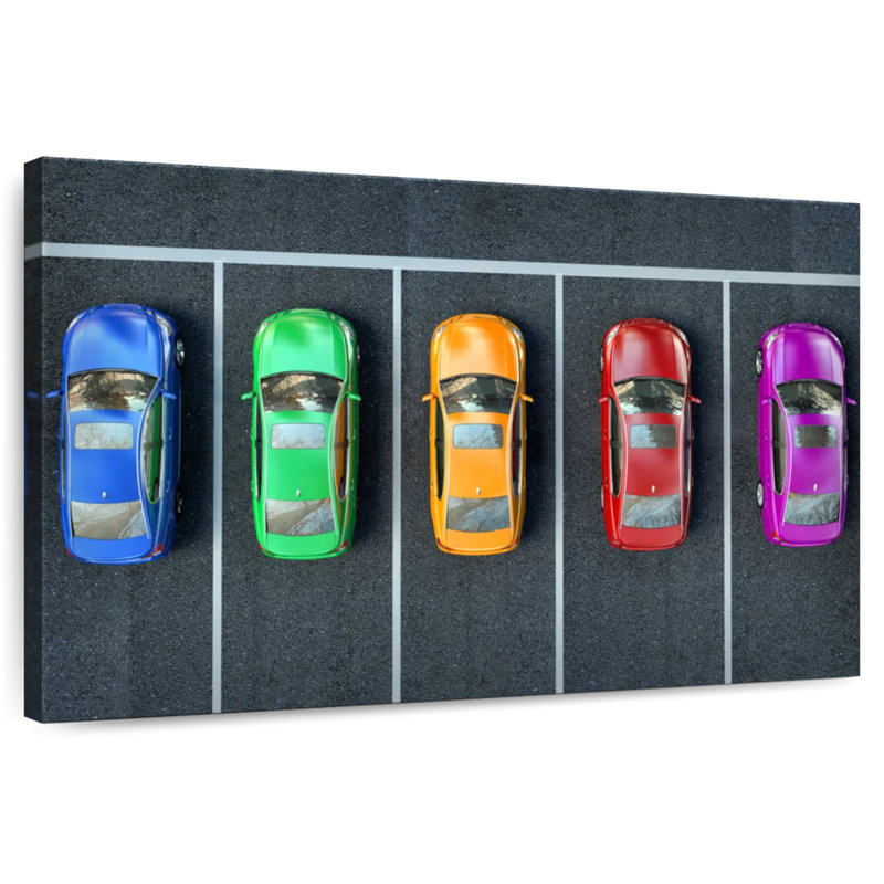 Voitures garées colorées Mehar, H 20 po x l 30 po