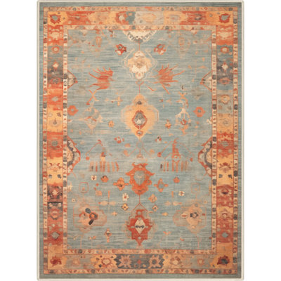Bungalow Rose Adrith Marmaris Updated Traditional Pastel Blue Area Rug