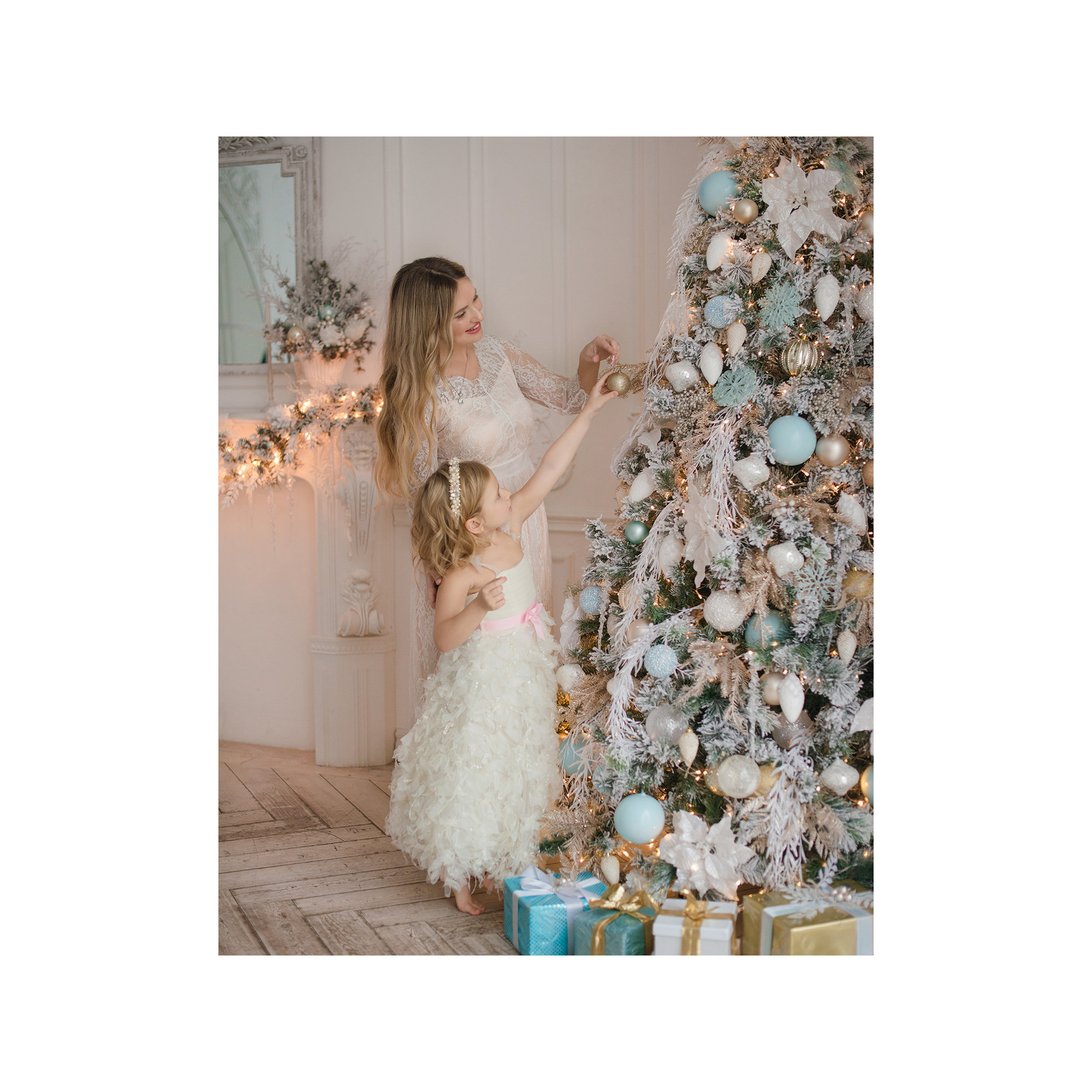 Prelit Snow Flocked Artificial Christmas Tree, 108"H