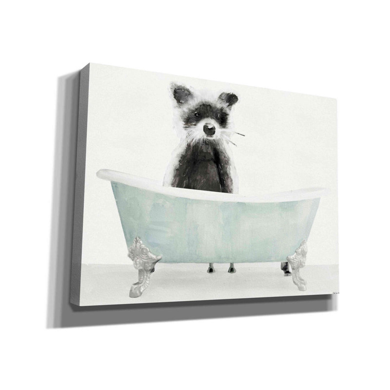 «Vintage Tub with Racoon» par Stellar Design Studio, art mural sur toile, H 12 po x l 16 po x P 0,75 po