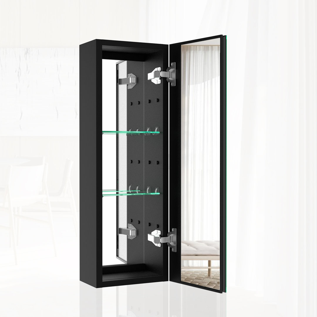 Aschim 10'' W 30'' H Frameless Medicine Cabinet with Mirror and 3 Adjustable Shelves Aluminum Ebern Designs 