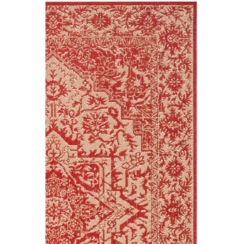 Tapis intérieur / extérieur rouge / crème Danya, Tapis de couloir 2 pi 2 po x 10 pi