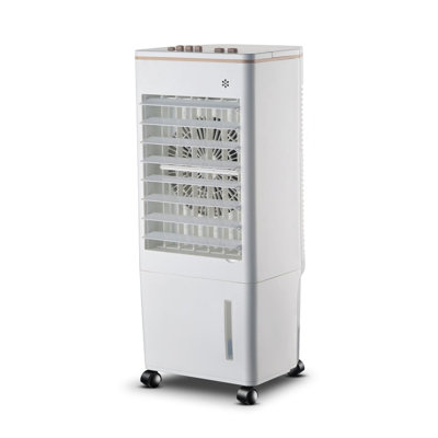 Portable 8 Litre Evaporative Ice Water Air Cooler Powerful 3-Speed 48W Oscillating Chiller Fan for Home Office Garage Studio Bedroom + Ice Packs