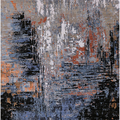 Tapis abstrait bleu / rouge / noir Brae