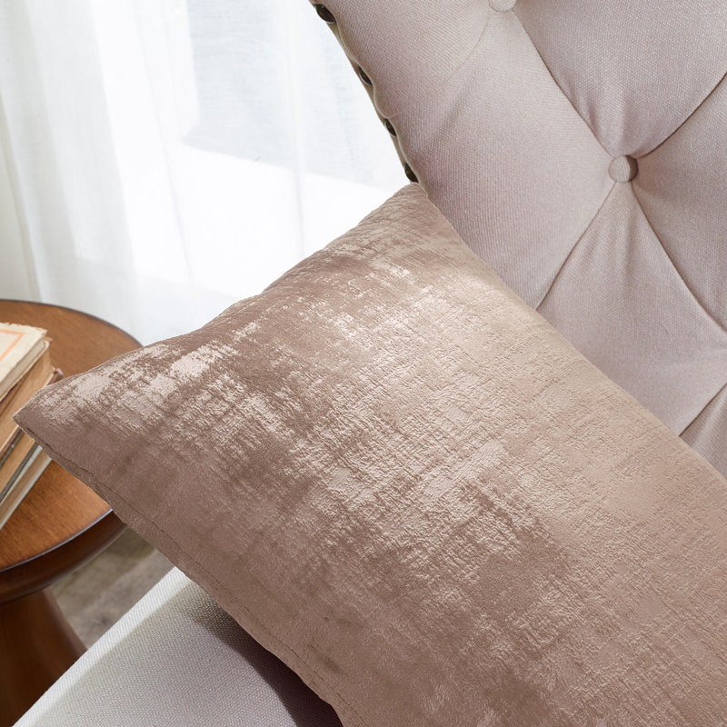 Textured Velvet Textured Rectangular Pillow Cover, Tapioca