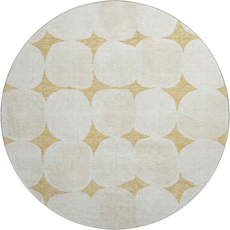 Premium Machine Washable Prisco Gold Rug