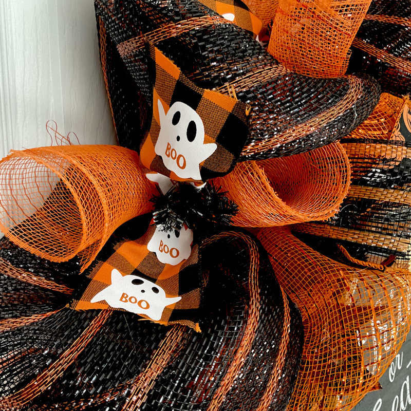 Couronne d'Halloween - citrouille en bois