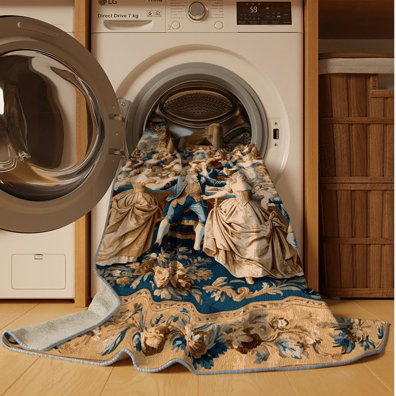 Tapis gris français lavable à la machine, Rectangle de 5 pi x 8 pi