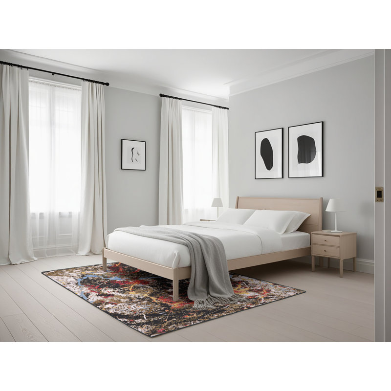 Tapis blanc / rouge / noir Carneatly, Rectangle 5 pi x 7 pi