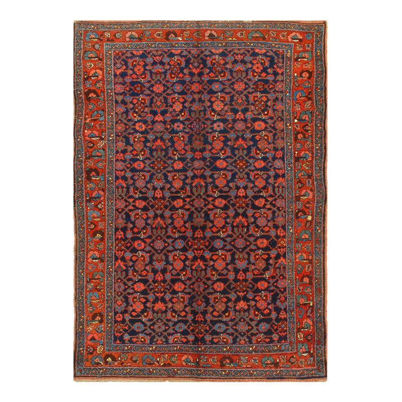 Hadley One-of-a-Kind 4' 7" x 7' 7" Rectangle Wool Area Rug in Navy