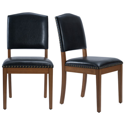 Faux Leather Upholstered Parsons Dining Chairs Black (set Of 2)