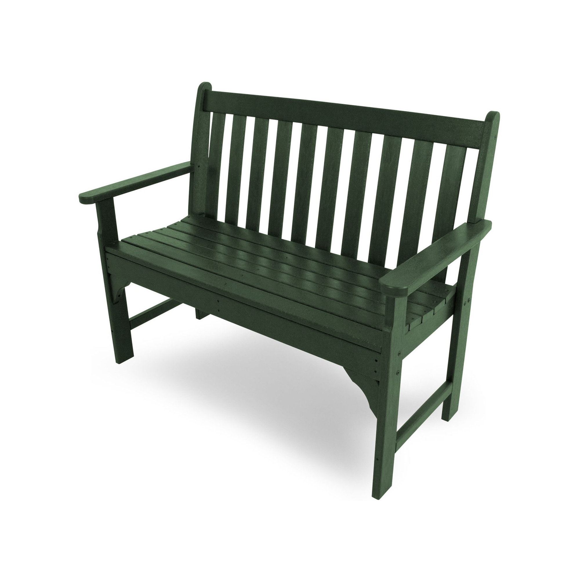 POLYWOOD Vineyard Patio Bench, Green, 35.25" H x 48" W x 24" D