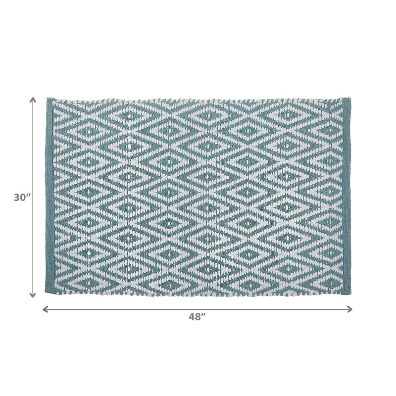 Tapis diamant tissé à la main bleu, Rectangle 2 pi 6 po x 4 pi