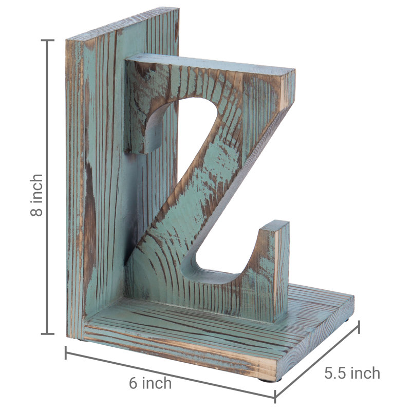 Vintage Solid Wood Alphabet Bookends
