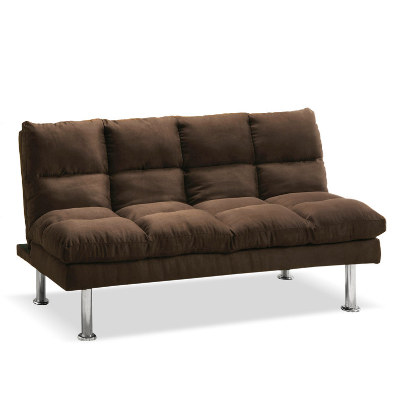 Zayric Futon Sofa Bed, Brown Fabric