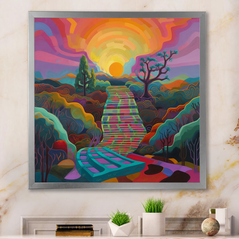 «Stairway To The Sun», impression sur toile, H 24 po x l 24 po x P 1 po, Cadre photo argenté