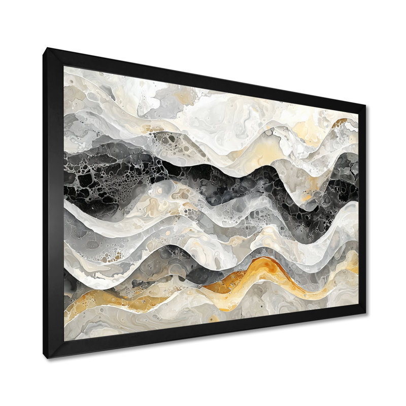 Art mural sur toile abstrait gris doré Oberwise, Noir, H 12 po x l 20 po, Cadre de photo unique