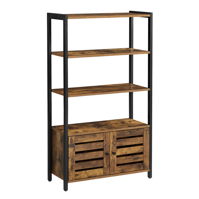 Alexys 121.5 cm H x 70 cm W Steel Standard Bookcase, Rustic Brown
