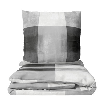 Cavallo Cotton Blend Chequered Duvet Cover Set with Pillow Shams