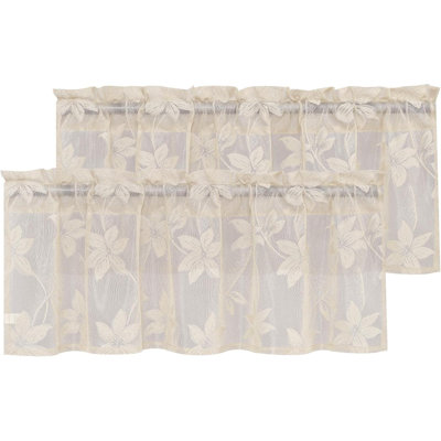 2 Panels Floral Lace Sheer Curtains - Elegant Design Rod Pocket Boho Chic Decor Window Voile Sheer Drapes Farmhouse Style for Bedroom and Living Room