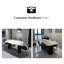 Table de salle à manger blanche et noire avec pierres rectangulaires et bois massif-107835956