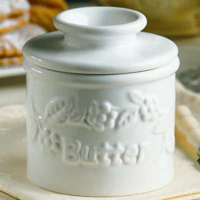 Butter Bell - The Original Butter Bell crock by L Tremain, a Countertop French Ceramic Butter Dish Keeper for Spreadable Butter, La Fleur Collection